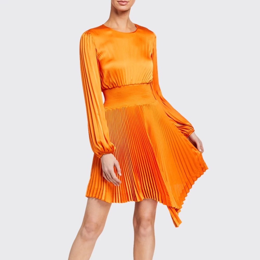 A.L.C. Behati Satin Pleated Dress orange 2